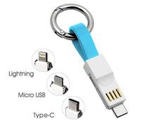 POWER4 3 in 1 Charging Cable Lightning USB C Micro Multi Fast Charger Cable Short Portable Keyring Charger Magnetic Foldable With Keychain Data Transfer Cord for iPhone Android All Smartphones