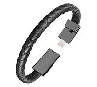 Power4 Lightning USB Charging Cable Bracelet Fashion Wrist Data Charger Cord Leather Cuff Band for iPhone iPad, iPod, Air Pods