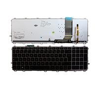 Power4Laptops French Layout Silver Frame Backlit Black Replacement Laptop Keyboard Compatible With HP Envy 15-j181nf