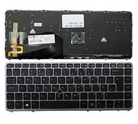 Power4Laptops UK Layout With Pointer Silver Frame Backlit Black Replacement Laptop Keyboard Compatible With HP 762758-031