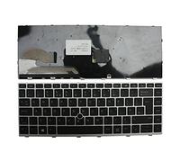 Power4Laptops UK Layout With Pointer Silver Frame Black Replacement Laptop Keyboard Compatible With HP EliteBook 840 G6 Healthcare Edition