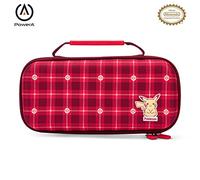 PowerA Protection Case for Nintendo Switch, Switch Lite & OLED Model, Hard Shell Protective Pouch with Carry Handle and 9 Game Cards Storage, Official: Pikachu Plaid - Red