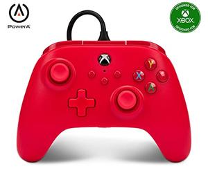 PowerA Wired Controller For Xbox Series X & S, Xbox One, PC, Windows 10 & 11, Dual Rumble Motors, Detachable 10ft USB Cable, 3.5mm Stereo Headset Jack, Official: Red