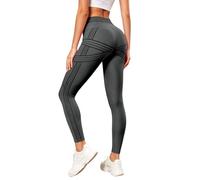 Powerband Resistance Leggings for Women, High Compression Workout with Built-in Resistance Bands, Body Sculpt Leggings for Women Grey