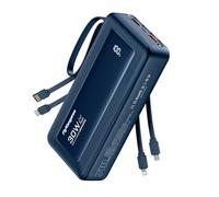 Powerbank 27000 mAh with 4 integrated cables, 30 W USB C fast charging | LED Display External Mobile Phone Battery Flashlight for iPhone 17/16/15/14/13/12/11 for iPad Samsung Android