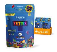 Powerbears TETRIS Gamer Gummies in Tetrimino Shapes - 20% Fruit Juice, Vitamins, 8 Fruity Flavors (Pack of 4x4.4OZ)