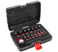 Powerbuilt 15 Piece 1/2-Inch Drive Impact Grade Universal Joint Quick-Change Socket Adapter and Sockets Set, Size: 8mm-21mm, Storage Case - 643032ECE