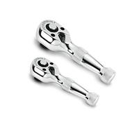 Powerbuilt 2 Piece 1/4-Inch and 3/8-Inch Stubby Ratchet Set, Quick-Release Reversible 72 Tooth, Tight Spaces, Mini Small Ratchet Wrench - 640927