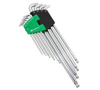 Powerbuilt 24010 Stubby Long Arm Ball End Torx Key Wrench Set,Green,19 Piece