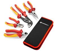 Powerbuilt 4-Piece VDE Pliers Set, Adjustable, Long Nose, Snip Pliers, High-Voltage Electrical and Hybrid Vehicles, Home Repair, Certified High-Quality - 642939
