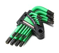 Powerbuilt 941071 L-Type Short Arm Tamper Proof Wrench Set (9 Piece) Star Key (T10 - T50)