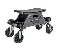 Powerbuilt Big Wheel Rolling Seat, Off-Road Series, Locked in Tool Trays, Heavy-Duty Wheels for Gravel and Rocks - Grey 642965ECE