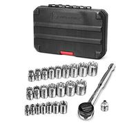 Powerbuilt SAE and Metric Socket Set, 26 Piece, 1/4 and 3/8 Inch Drive, Ratchet, Socket Adapter, Z-Drive Sockets, Size Markings, Storage Case - 941331