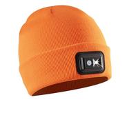 POWERCAP LED Hat Light 150 Lumens Rechargeable Fleece Beanie with Bright Built-in Headlamp Waterproof LED Warm One Size Cap (US, Alpha, One Size, Blaze Orange Knit)