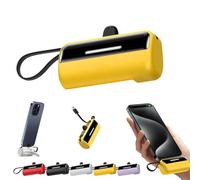 Powercapsule 5000 - Ultra-Compact All-In-One Emergency Power Bank, 5000mah Pocket Charger, Dual Output Portable Power Capsule, Travel Emergency Phone Charger (Yellow,for IPhone)
