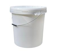 PowerChem 30L Plastic Bucket Pail + Handle & Lid - Heavy Duty ¦ Food Grade BPA Free ¦ Multi-use Fermentation Feed Dry Food Liquid Chemicals Hydroponics Storage Container