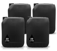 PowerChem 4 X 20L Plastic Water Container Jerry Can Un Certified Food Grade Ideal For Outdoor Camping, Emergency And Industrial Use Black