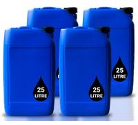 PowerChem 4 X 25L Anti Glug Water Container Storage Jerry Can Un Certified Food Grade For Outdoor Camping Emergency Industrial Use Blue