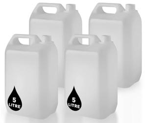 PowerChem 4 x 5L Jerry Can Bottle Container + 38mm Tamper Evident Cap - For Storage of Liquids Chemicals Food Stuff Fuel NATURAL