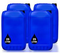 PowerChem 4PK 25L JERRY CAN - UN Approved Stackable Bottle Container with VISI STRIP + 61mm Tamper Evident Cap | Perfect for Storage of Water Liquid BLUE