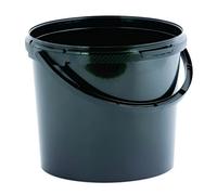 PowerChem 5 X 5L Plastic Bucket Pail + Handle & Lid - Food Grade Bpa Free For Feed Dry Food Liquids Chemicals Storage Container Black