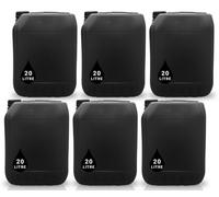 PowerChem 6 X 20L Plastic Water Container Jerry Can Un Certified Food Grade Ideal For Outdoor Camping, Emergency And Industrial Use Black