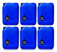 PowerChem 6 X 20L Plastic Water Container Jerry Can Un Certified Food Grade Ideal For Outdoor Camping, Emergency And Industrial Use Blue