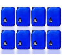 PowerChem 8 x 20L JERRY CAN - UN Approved Stackable Bottle Container + Tamper Evident Cap | Perfect for Storage of Water Liquids BLUE
