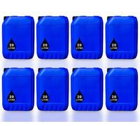 PowerChem 8 X 20L Plastic Water Container Jerry Can Un Certified Food Grade Ideal For Outdoor Camping, Emergency And Industrial Use Blue