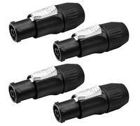 PowerCON Panel Mount Connector IP65, 3-Pin AC Locking Power Plug 20A 250V, Waterproof Socket for Stage Lighting, LED Displays and PA Systems, Male and Female, 4 Pieces (4pcs Female plug)