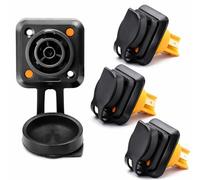 PowerCON Panel Mount Connector IP65, 3-Pin AC Locking Power Plug 20A 250V, Waterproof Socket for Stage Lighting, LED Displays and PA Systems, Male and Female, 4 Pieces (4pcs Female socket)