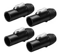 PowerCON Panel Mount Connector IP65, 3-Pin AC Locking Power Plug 20A 250V, Waterproof Socket for Stage Lighting, LED Displays and PA Systems, Male and Female, 4 Pieces (4pcs Male plug)