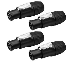 PowerCON Panel Mount Connector IP65, 3-Pin AC Locking Power Plug 20A 250V, Waterproof Socket for Stage Lighting, LED Displays and PA Systems, Male and Female, 4 Pieces (4pcs Female plug)