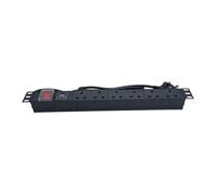 Powercool 1U PDU Horizontal Type 6Way Surge Protector 1.8m, UK Plug