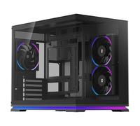 Powercool Gaming PC Case, Dual Chamber Micro ATX Case, 3 ARGB Fans, Black | Twin Tempered Glass Panels with LED Strip, mATX Computer Case Fits Mini ITX Boards, 420mm GPUs, 360mm Top Radiators, USB-C