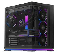 Powercool Plasma Black ATX Dual-Chamber Gaming Case - Dual Tempered Glass Panels, ARGB LED - 4× 120mm PWM ARGB FDB Fans + PWM Hub - USB Type-C 5Gbps, USB 3.0 - Dual 360mm Radiator Support | Black