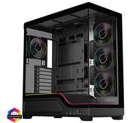 PowerCool Pulsar Black ATX Gaming Case with Tempered Glass, 4× PWM ARGB Fans, 9-Port PWM Hub & RF Remote - Black - CSPCPULSARBLK