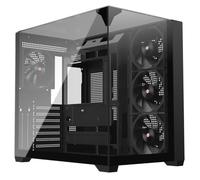 Powercool Pure Dual-Chamber ATX Gaming PC Case - Borderless Triple Tempered Glass Panels - 4× 120mm PWM Cooling Fans with Linked Design - USB-C, 2×USB 3.0 - AIO Cooling Support | Black