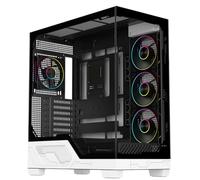 Powercool Ultra ATX Gaming PC Case - Dual Tempered Glass - 4×120mm PWM ARGB Fans + 9-Port Fan Hub with RF Remote Control - ATX/mATX/Mini-ITX - USB-C, 2×USB 3.0 - AIO Cooling Support | White