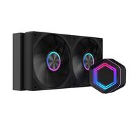 Powercool Velocity 240mm AIO CPU Liquid Cooler - 2×120mm ARGB PWM FDB Fans - Infinity-Mirror Pump - 280W TDP - Daisy-Chain Cabling - AMD AM5/AM4 - Intel LGA 1700/1200/115X/1366/20XX | Black