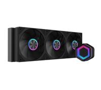 Powercool Velocity 360mm AIO CPU Liquid Cooler - 3×120mm ARGB PWM FDB Fans - Infinity-Mirror Pump - 310W TDP - Daisy-Chain Cabling - AMD AM5/AM4 - Intel LGA 1700/1200/115X/1366/20XX | Black