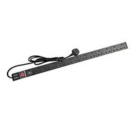 Powercool Vertical Extension Lead - 13A 12 Way UK Sockets On/Off Switch 19-Inch 1U Rack Mount Power Distirbution Unit (PDU) With 1.8m UK Power Cable & 1 LED Surge Protection