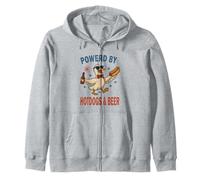 Powerd by Hotdogs & Beer - 4th of July Patriotic Goose Shirt Zip Hoodie