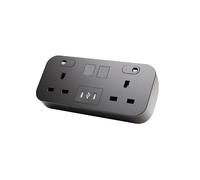 POWERDATA BLACK DESKTOP 2X POWER. 2X MS - DUAL USB C CHARGER - 65W