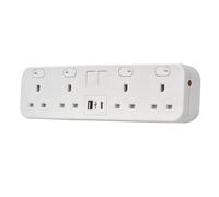 POWERDATA WHITE DESKTOP 4X POWER. 2X MS - DUAL USB A&C CHARGER - 1