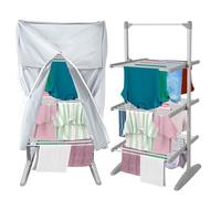 PowerDri 3-Tier Heated Clothes Airer with Free Insulated Cover | Foldable Slimline Design, 30 Heated Rails, 21m Drying Space, and 15kg Capacity | Energy-Efficient Indoor Dryer