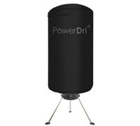 PowerDri Portable Electric Clothes Dryer Energy-Efficient, 15 Kilos, Home Dorms Hot Air Machine Stand Rack with Cover (Black)