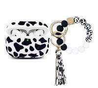 PowerDriver AirPods Pro 3 Case (2025), Shockproof Soft Silicone Case Cover Compatible with Apple Airpods Pro3 Case, Cute Skin Cover with Bracelet Lanyard and Keychain for Men and Women (Cow)