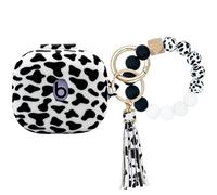 PowerDriver Case Compatible with Beats Powerbeats Pro2(2025),Shockproof Silicone Cover with Bracelet Lanyard and Keychain, Cute Skin Wireless Earbuds Case for Beats Powerbeats Pro 2 (Cow)