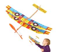 Powered Biplane Airplane - Rubber Band Launch Aircraft Toy, Flying Glider Plane | Realistic Educational Airplane Model, Kid Safe Foam Plane, Skill Development Toy, Flight Practice